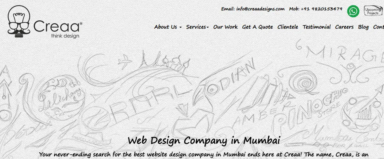 Creative brand website design by Creaa Designs in Mumbai